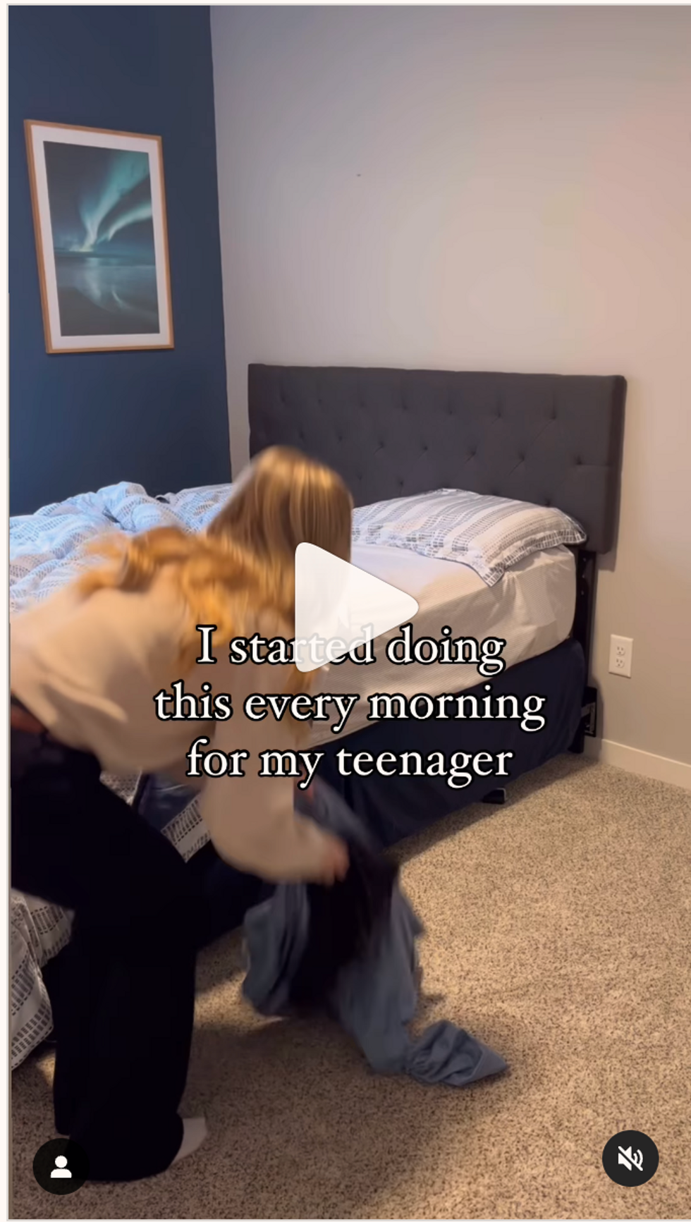 woman picking up clothes off a bedroom floor