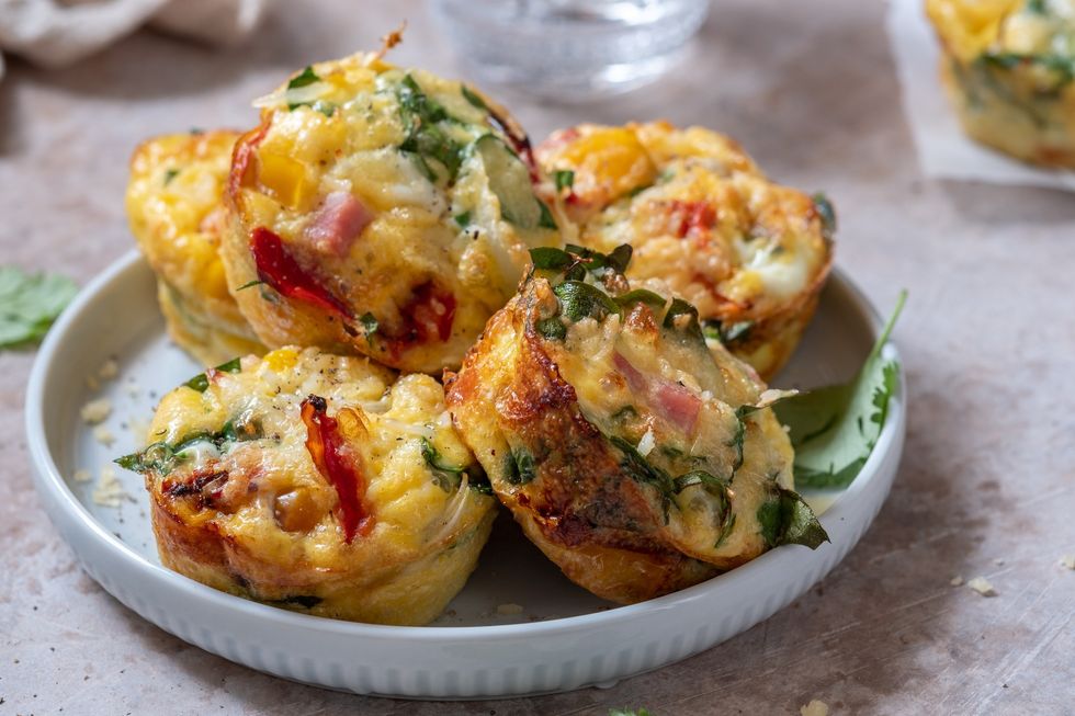 Delicious-ham-cheese-spinach-egg-muffins-breakfast-plate