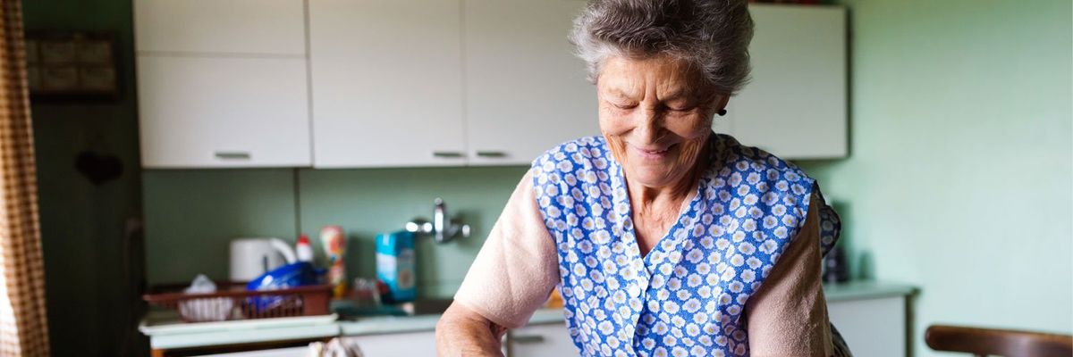 A grandmother cooking in her kitchen