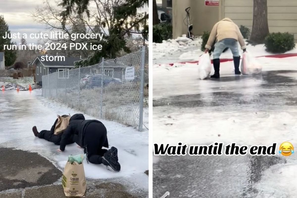Portland ice storm; ice tok; Portland ice videos; people falling on ice; funny videos