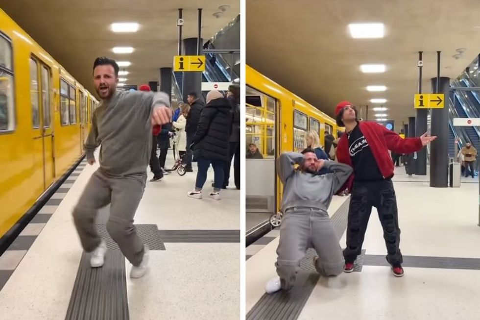 Man jumps into dancer's video on a subway platform and does so well people think it was planned