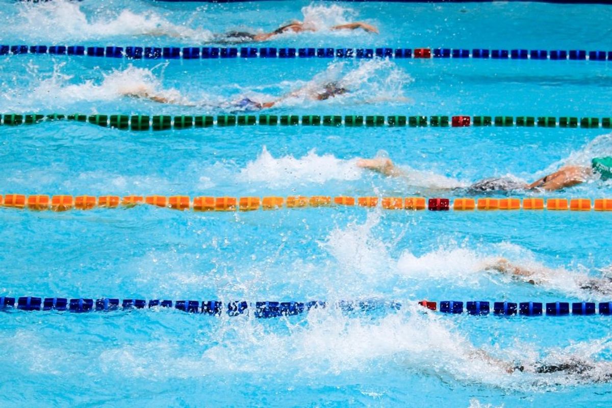 swimmers in a lap pool