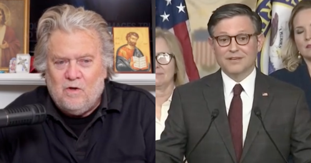 Screenshots of Steve Bannon and Mike Johnson