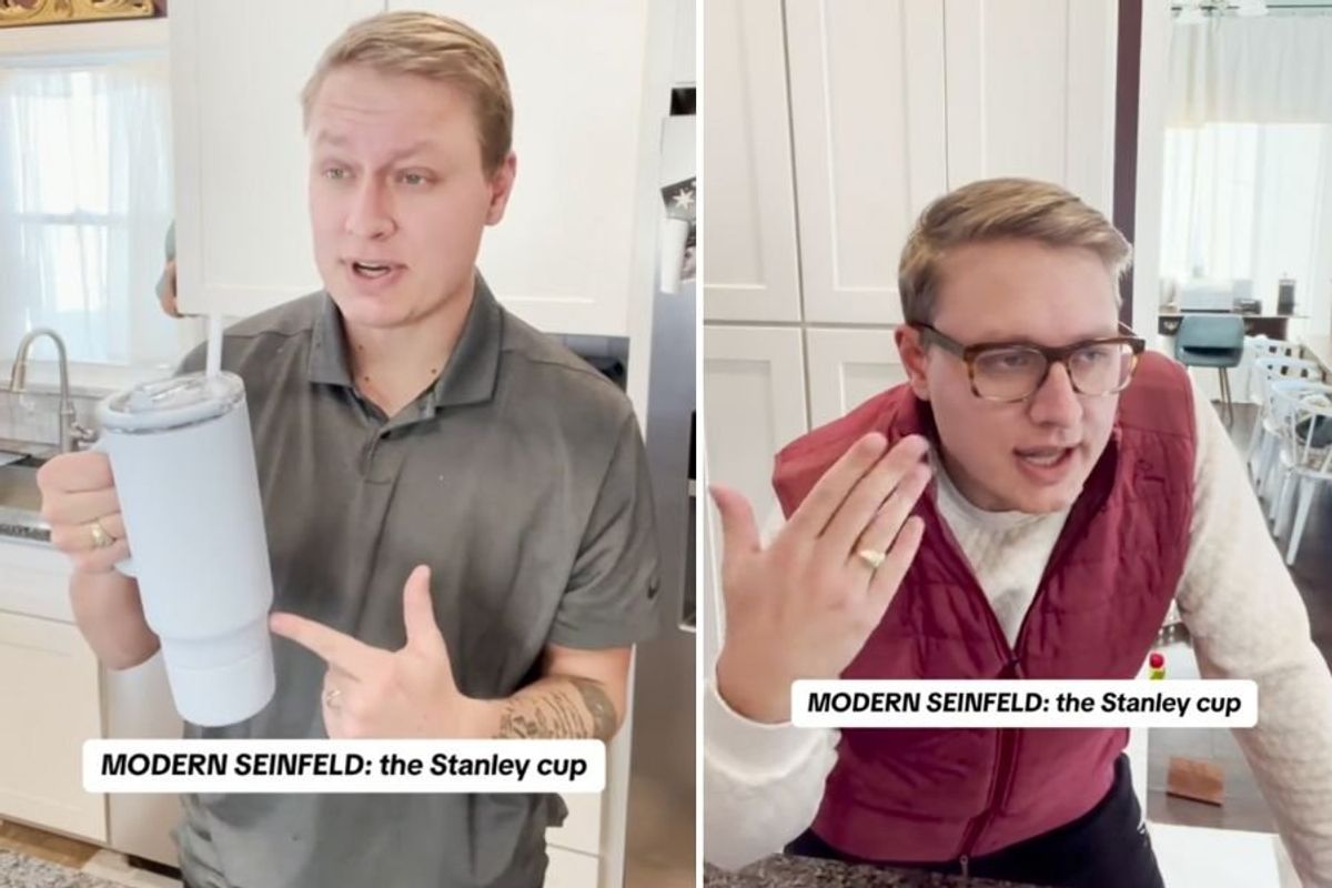 screenshots of man impersonating Jerry and George from Seinfeld