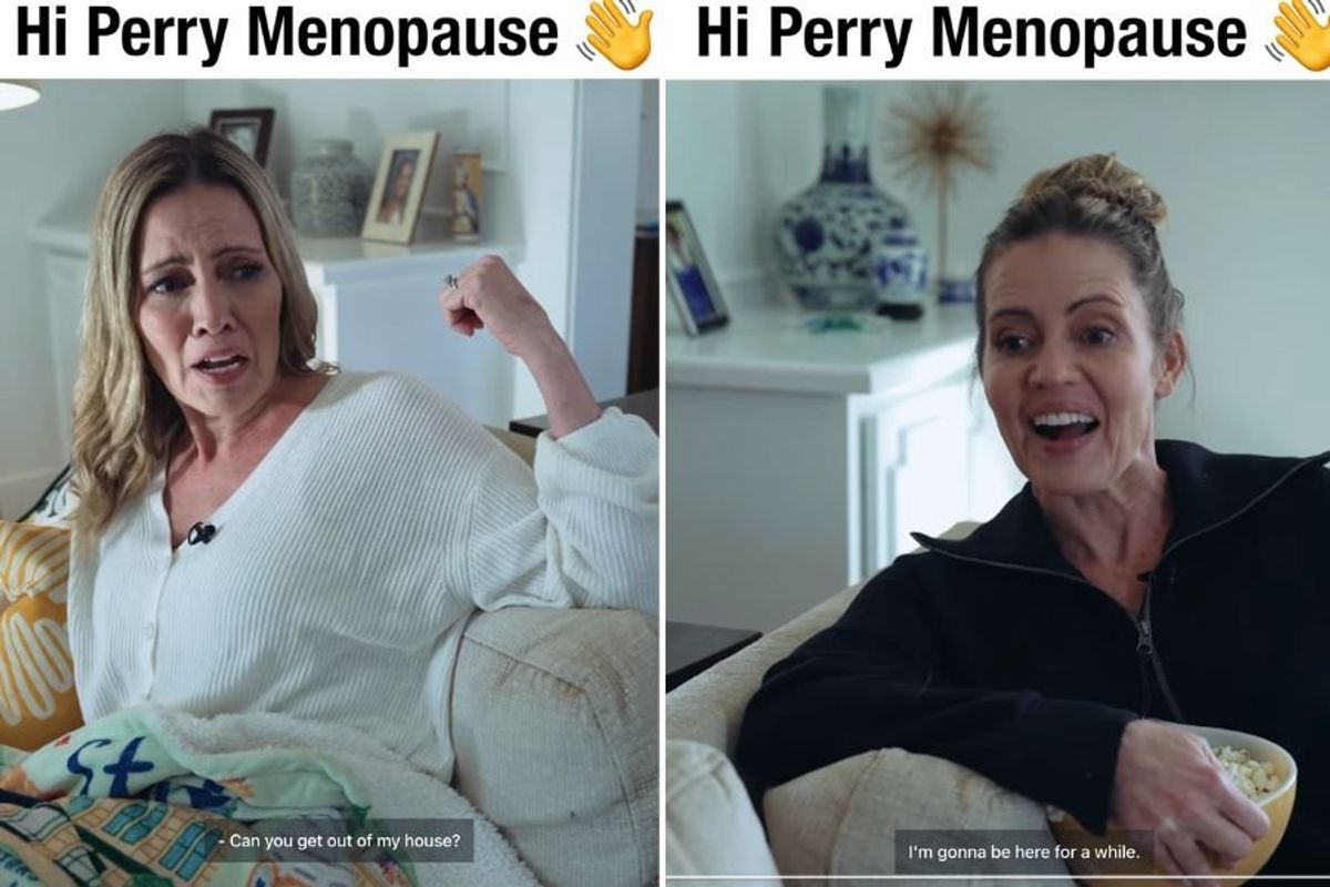 Screenshots of Kim Holderness talking about perimenopause