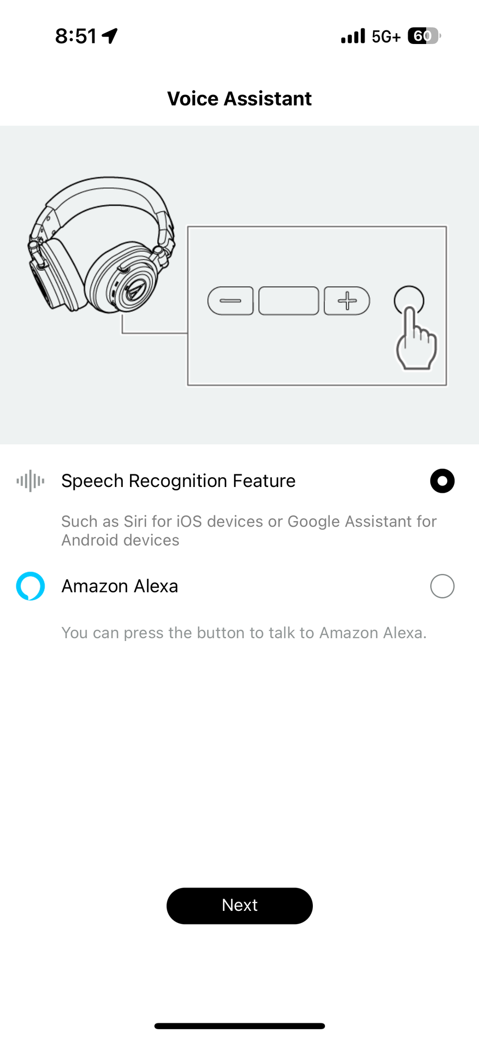 screenshot on the section in the connect app to access voice assistants on your mobile device.