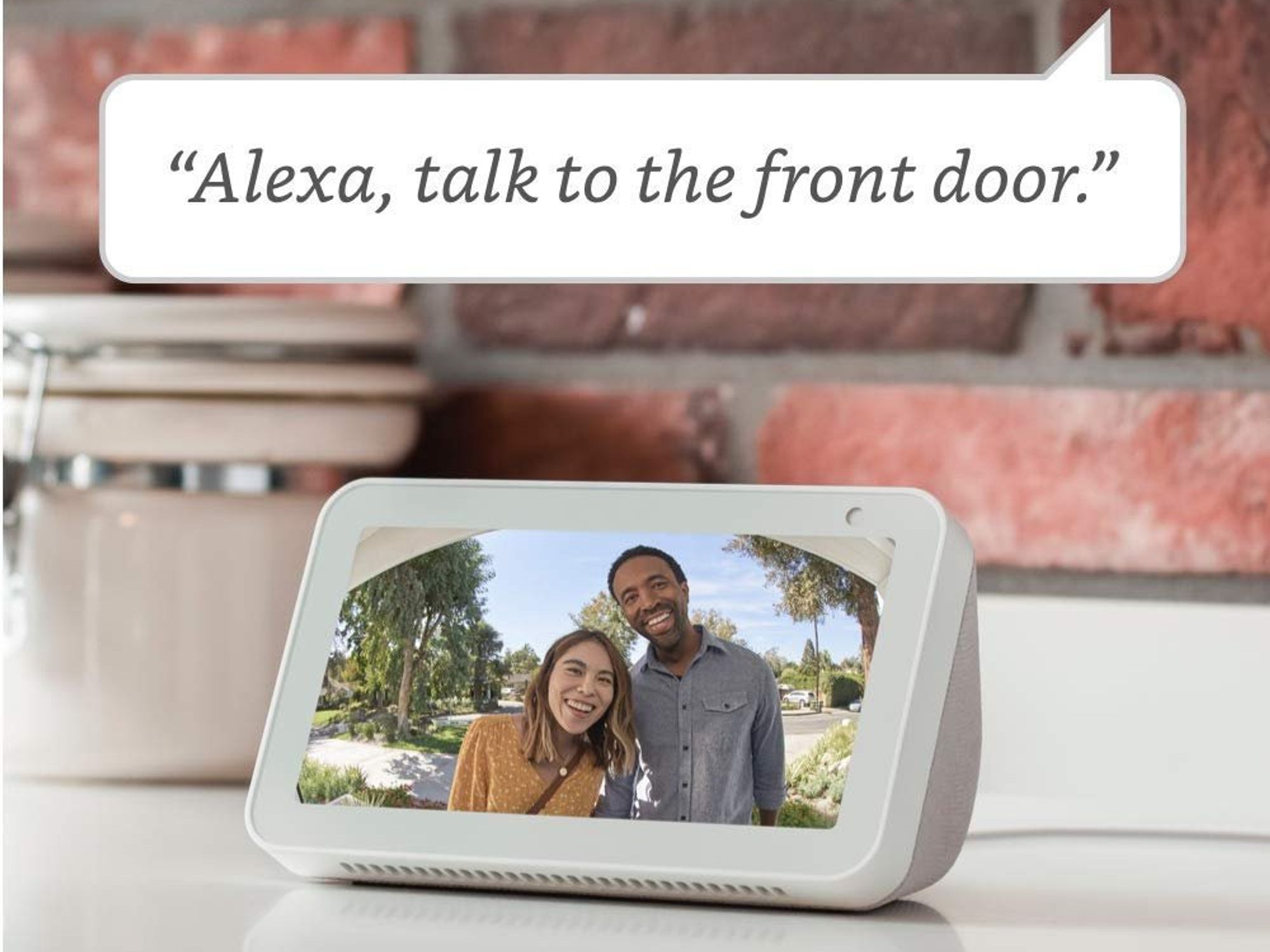 a photo of Echo Show showing a live feed from Ring Video doorbell