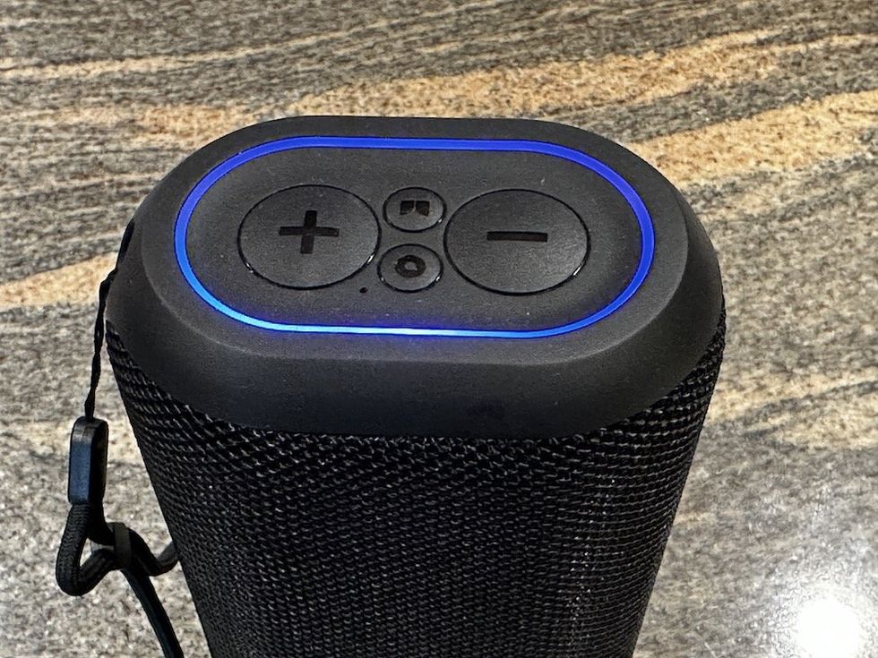 a photo of the top of Monster DNA Max portable wireless speaker