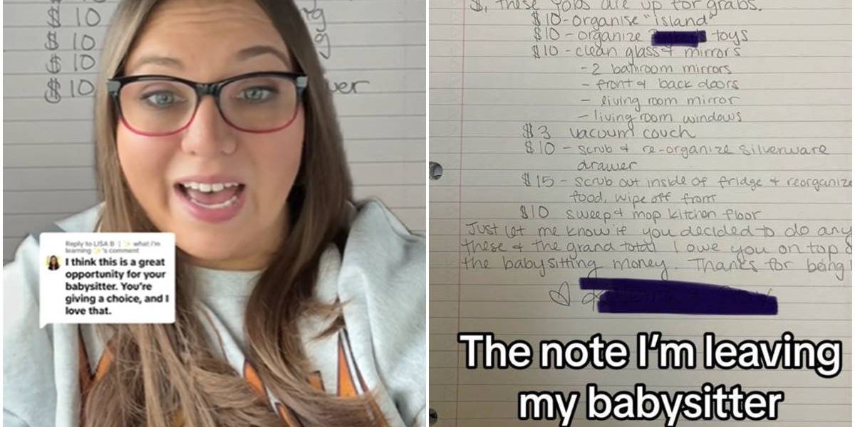 Smart mom leaves babysitter a list of 'add-on' chores to make more money if she chooses