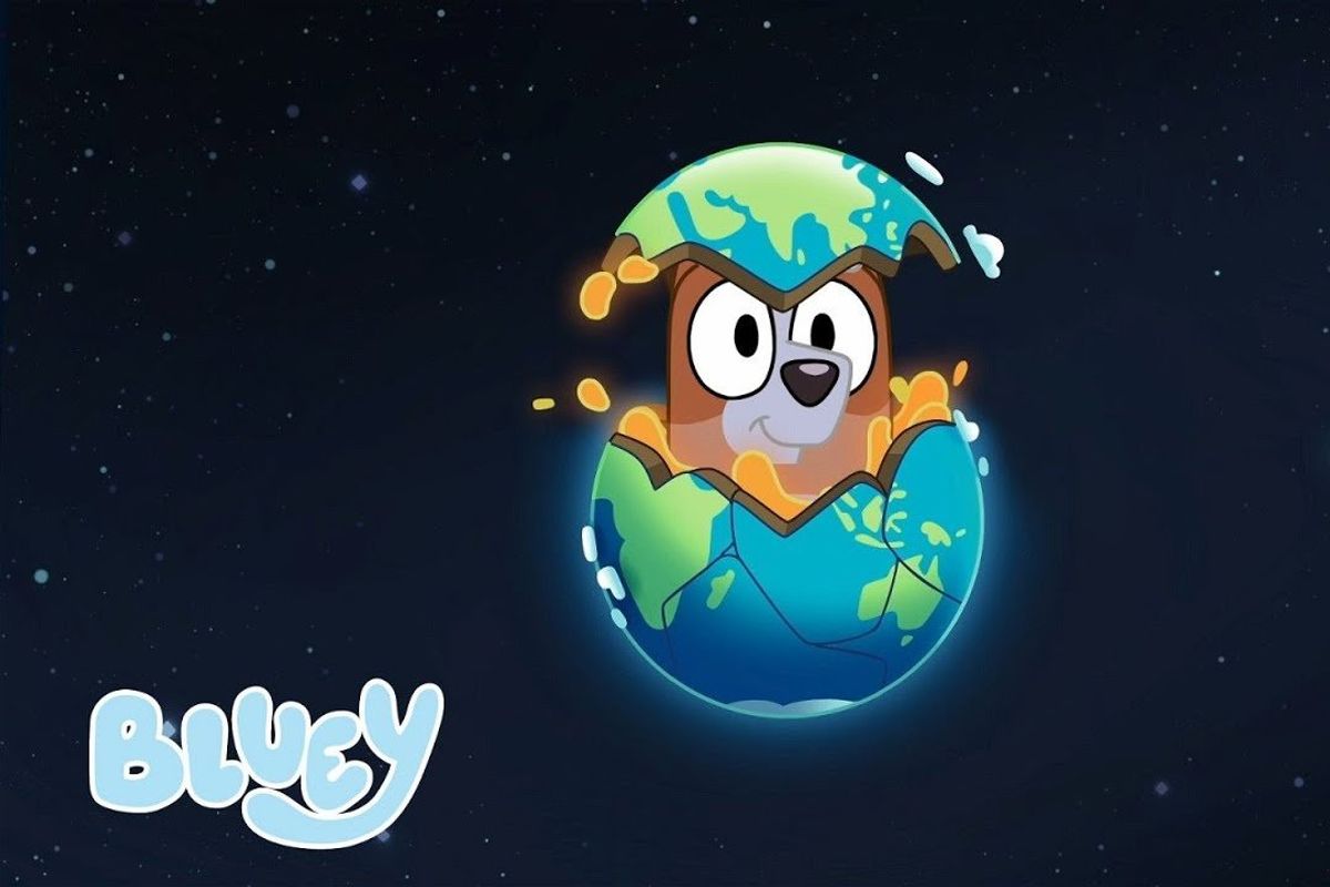 bingo from bluey hatching out of earth egg