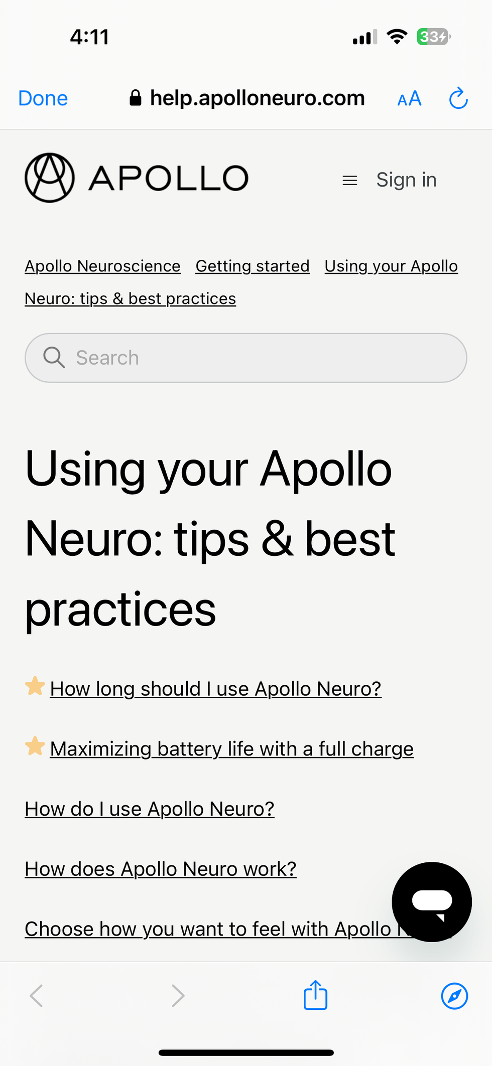 a screenshot of Apollo Neuro app showing tips on how to use Apollo Wearable
