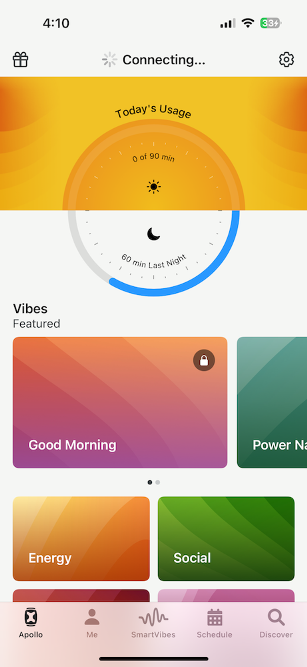 a screenshot of Apollo Neuro app dashboard