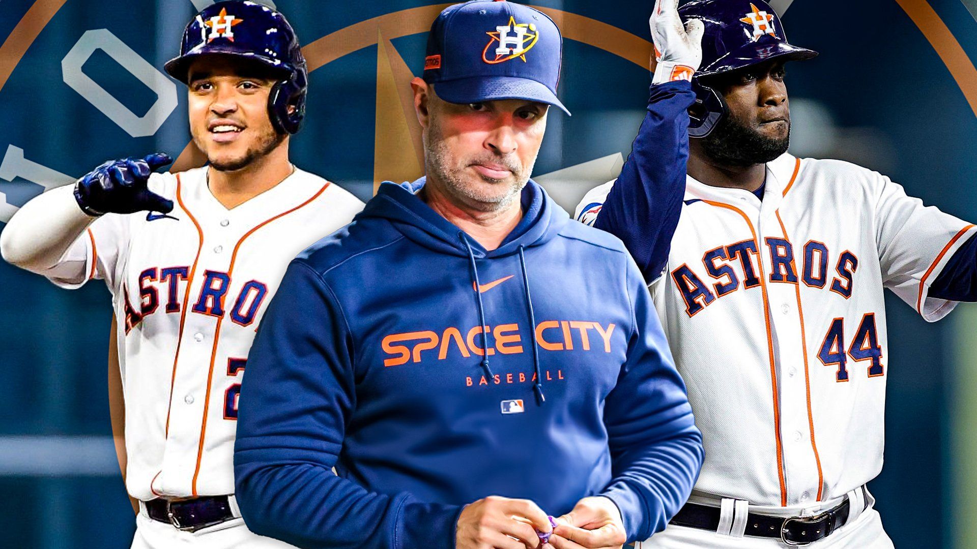 Astros Yainer Diaz, Joe Espada, Yordan Alvarez