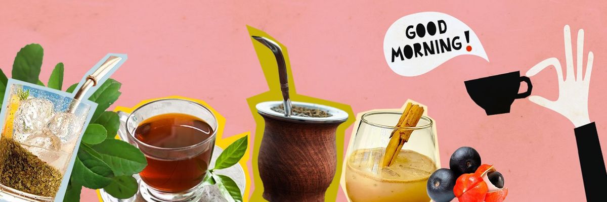 Graphic design that illustrates a selection of cultural drinks originating from Latin America