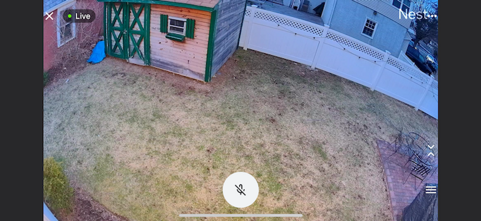 a screenshot from the Google Home app showing live feed from Google Nest Cam with Floodlight (Wired)