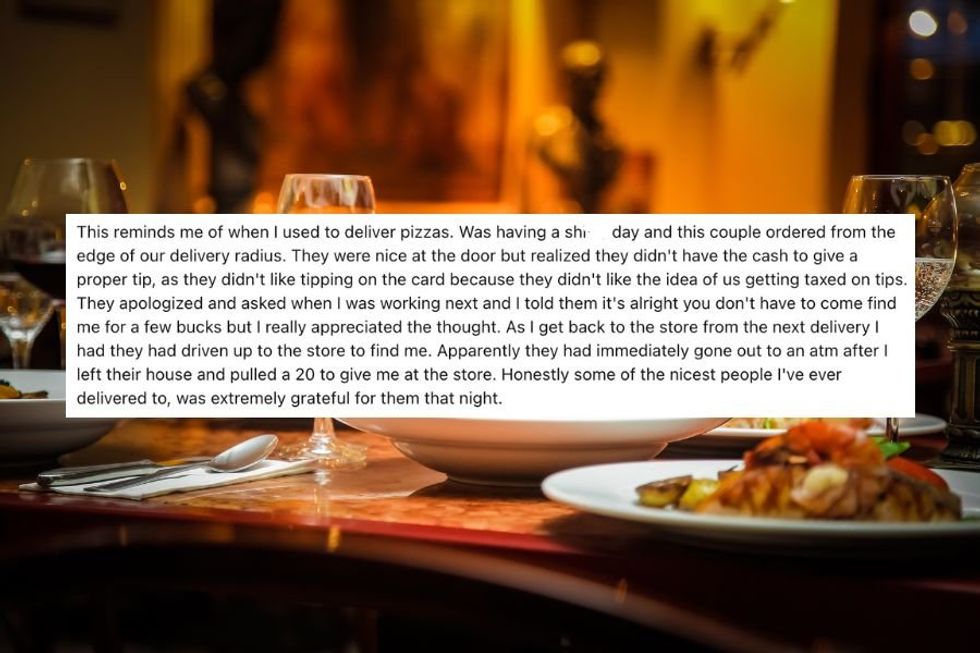 Man goes out of his way to leave tip for a server after realizing he grabbed the wrong receipt