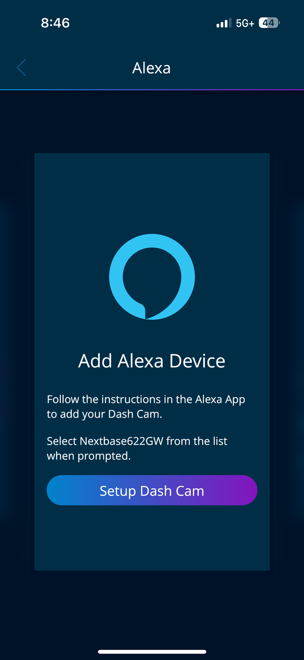 a screenshot of the Alexa app integration on the Nextbase app