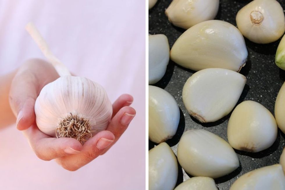 Woman perfectly peeling an entire head of garlic in 30 seconds has people mesmerized