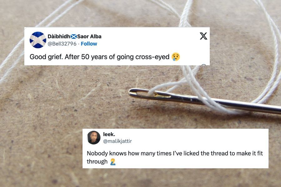 threading a needle hack; threading needle; hack for threading needle; life hacks