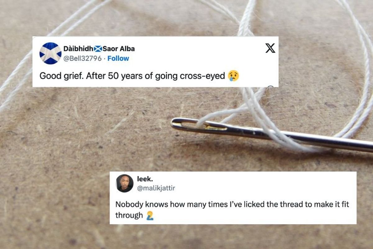 threading a needle hack; threading needle; hack for threading needle; life hacks