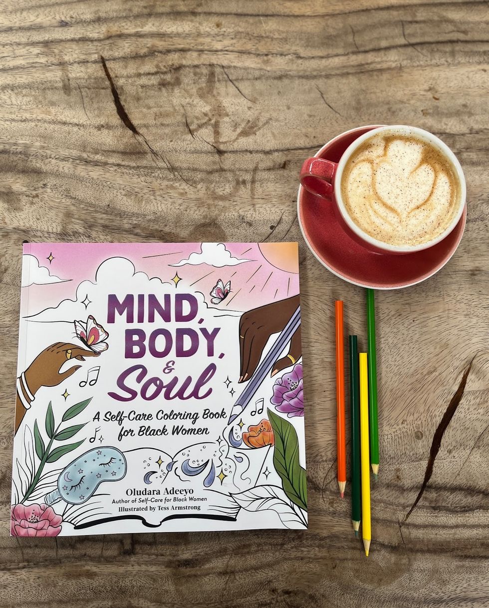 Self-care-coloring-book-for-Black-women-colored-pencil
