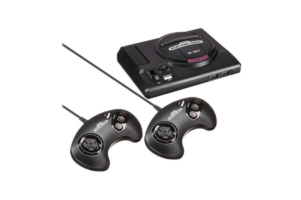 a product shot of Sega Genesis Mini gaming console