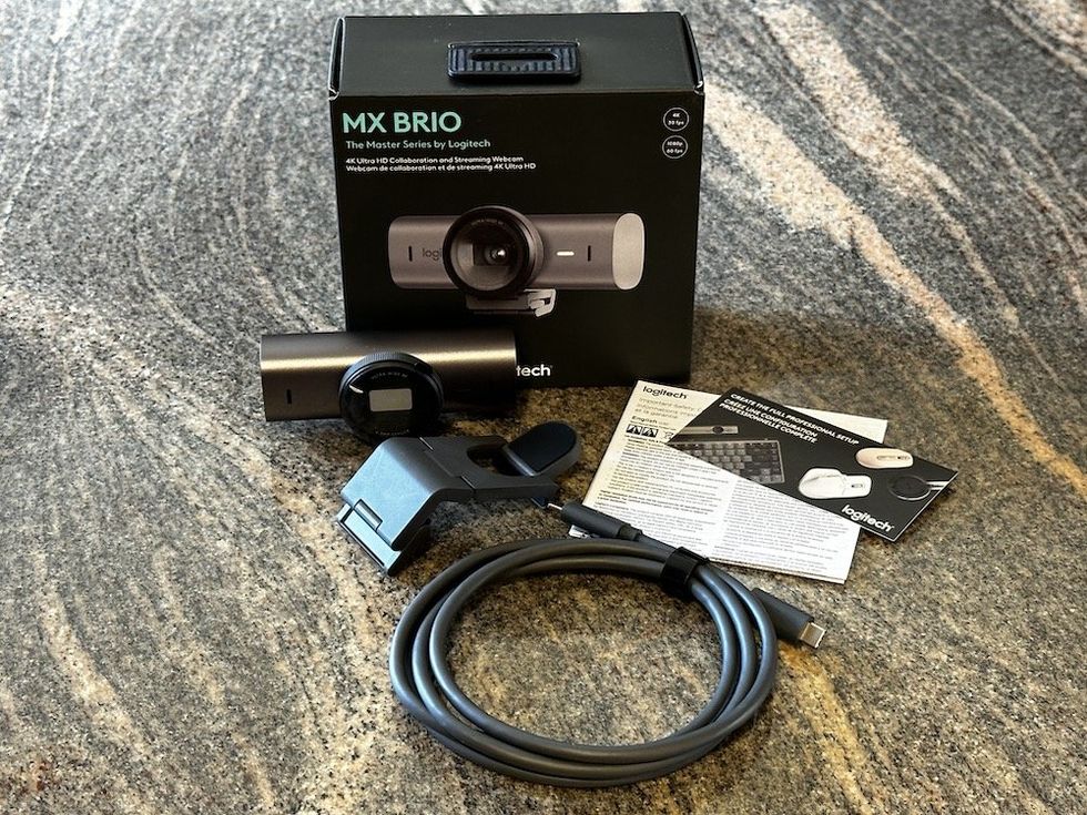 a photo of Logitech MX Brio Ultra HD 4K Webcam unboxed