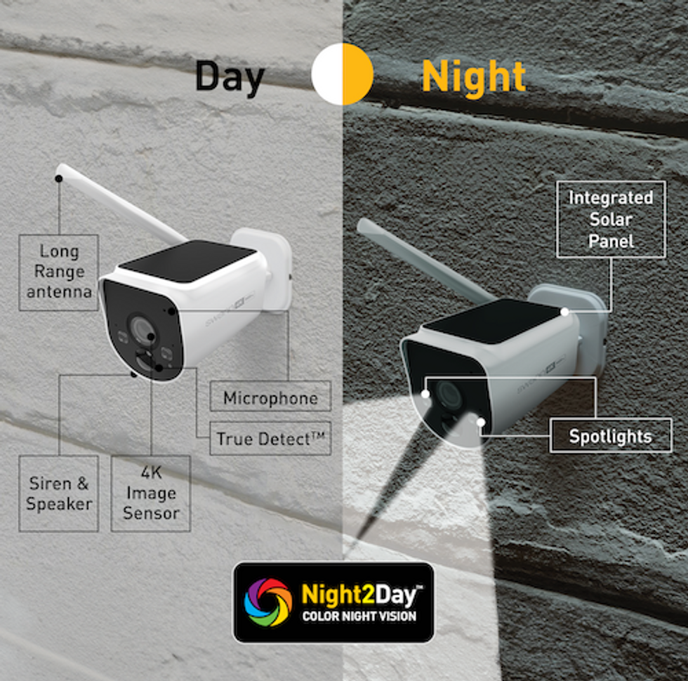 a photo with features listed for  Swann MaxRanger4K Security Camera