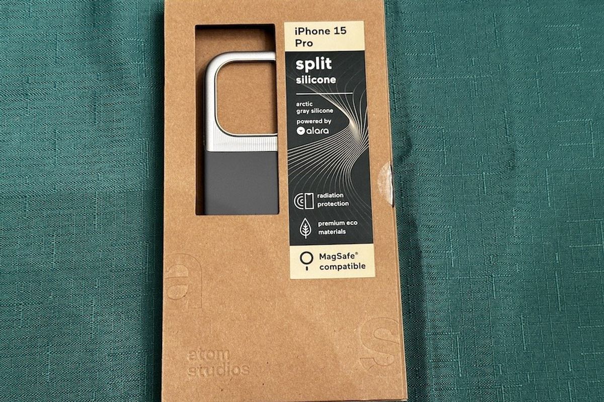 a photo of Atom Studios iPhone 15 Pro Split Silicone Case powered by alara