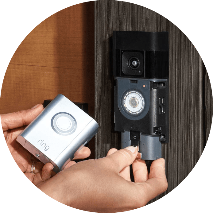 a photo of installng the battery into a Ring Battery Video Doorbell Pro