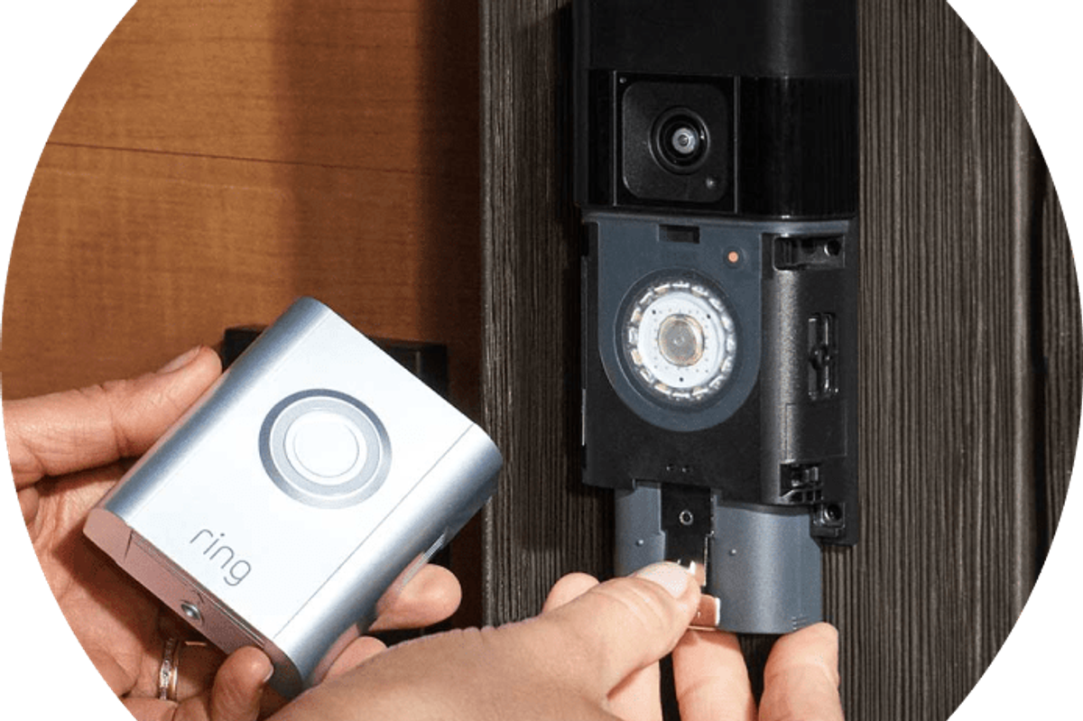 a photo of installng the battery into a Ring Battery Video Doorbell Pro
