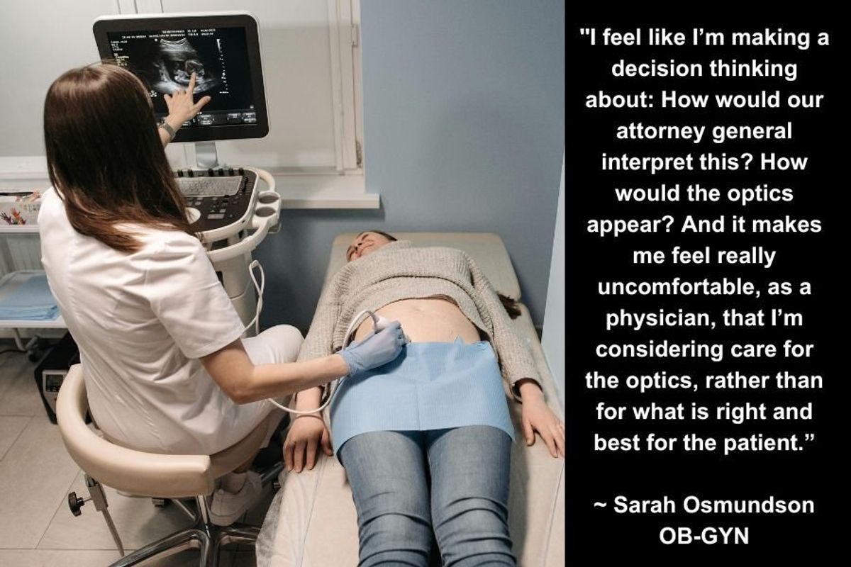 woman in a doctor's office getting an ultrasound