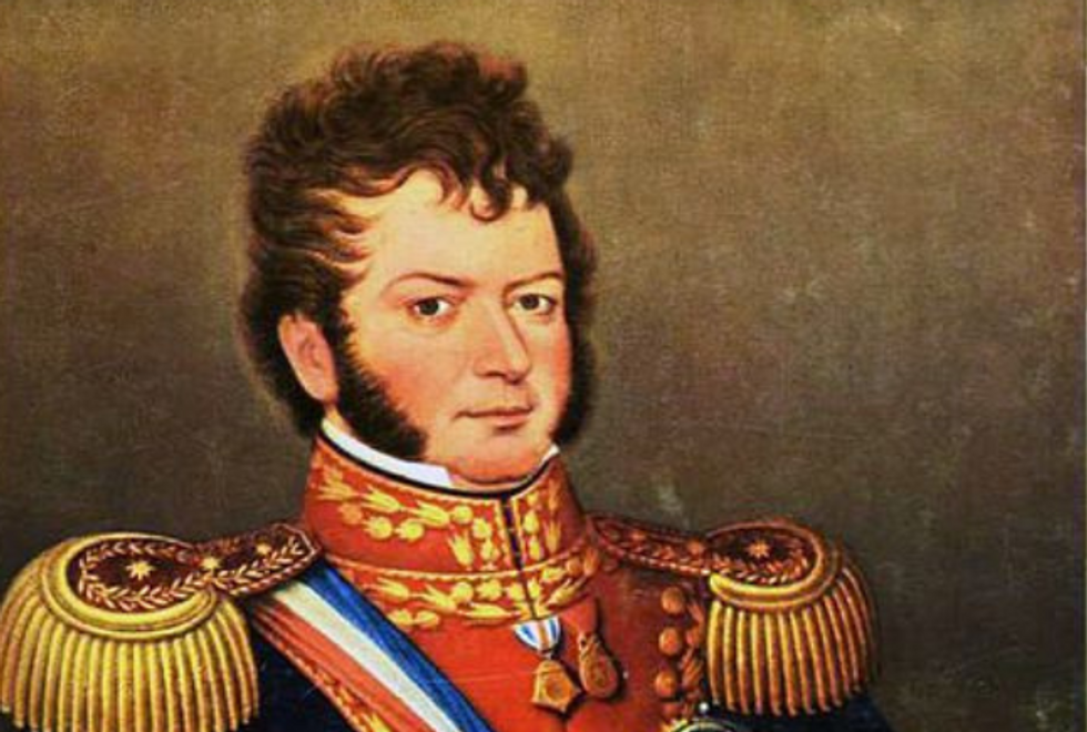 Portrait of Bernardo O'Higgins holding the Chilean Constitution