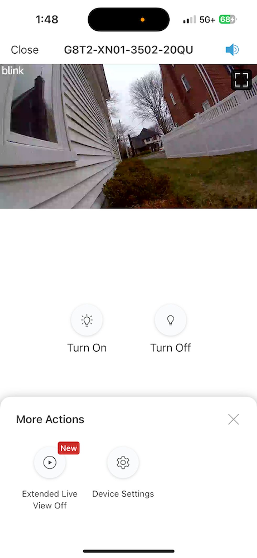 Screenshot of home page of Blink app