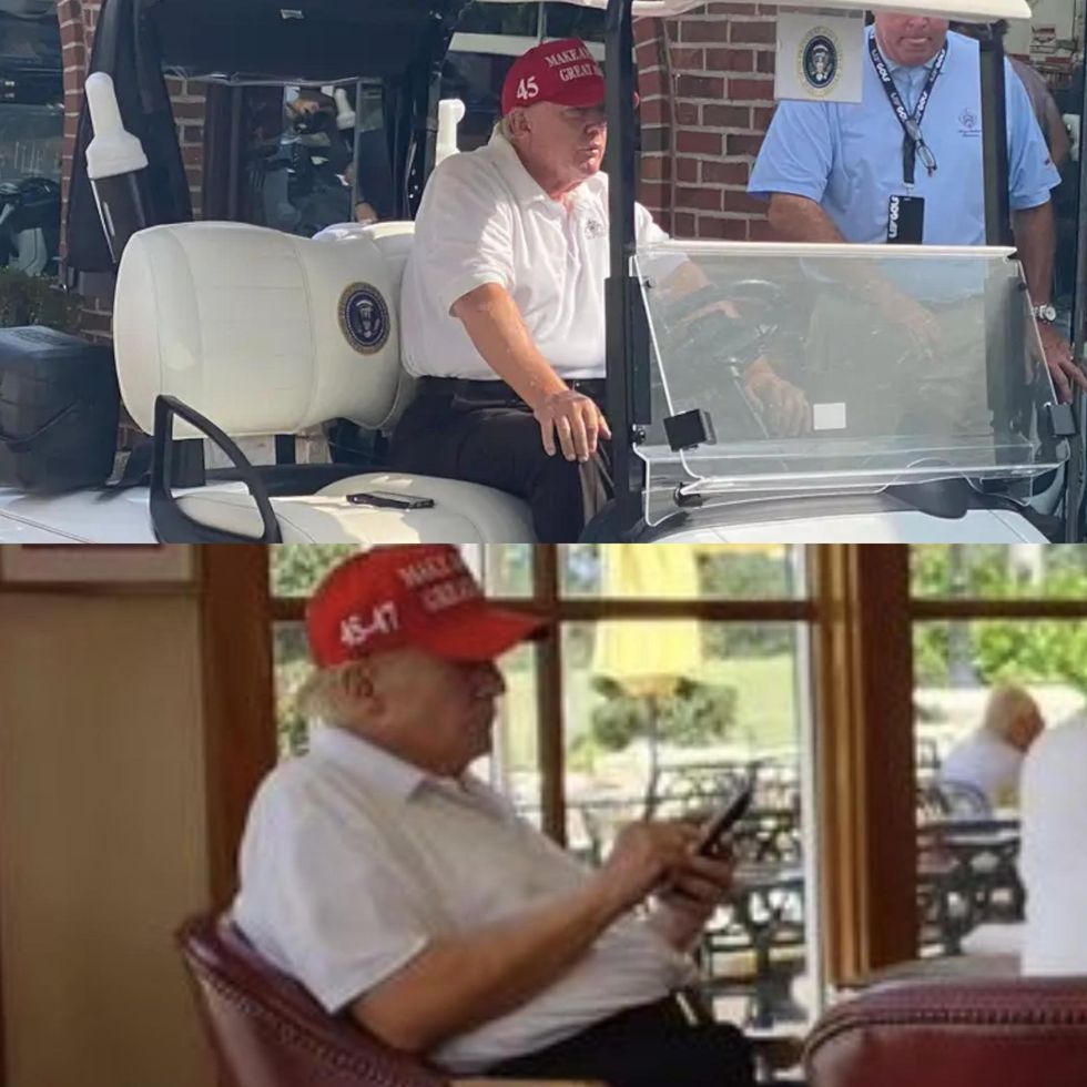 Biden-Harris campaign image of Trump at his Trump International Golf Club