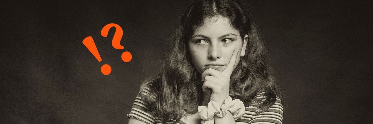 Black and white portrait of a woman with a thoughtful expression