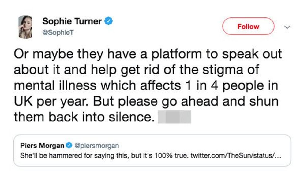 Sophie Turner Piers Morgan twitter