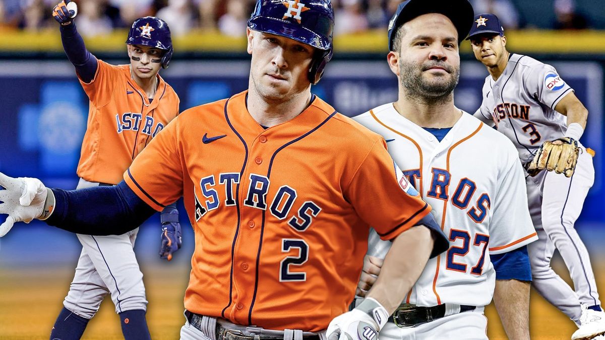 Astros Mauricio Dubon, Alex Bregman, Jose Altuve, Jeremy Pena