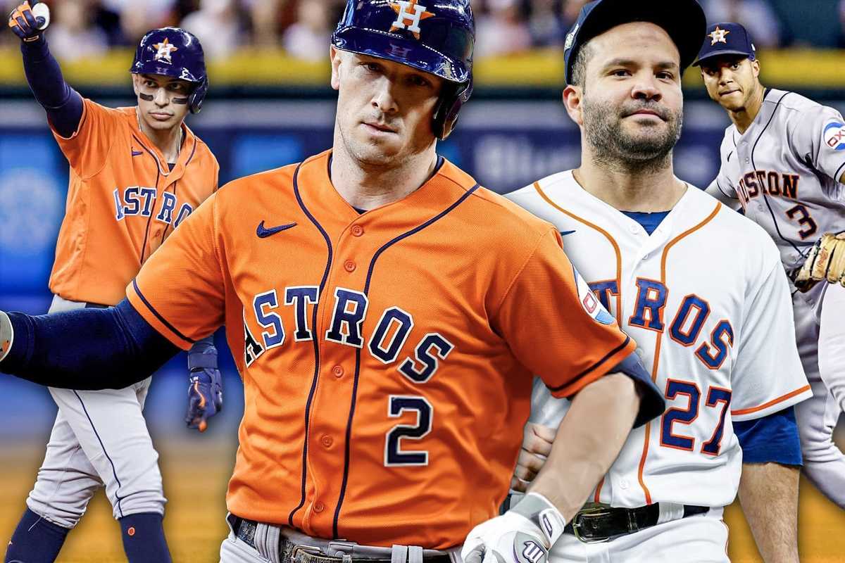 Astros Mauricio Dubon, Alex Bregman, Jose Altuve, Jeremy Pena