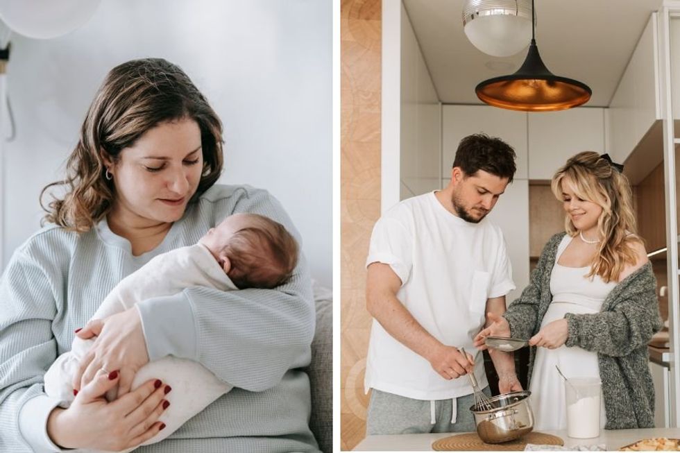 Newly postpartum wife nervously shows off dress. Her fianc&;eacute;&apos;s reaction has people gushing.