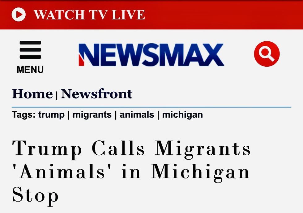 Screenshot of the title of the article Newsmax later removed from its X account