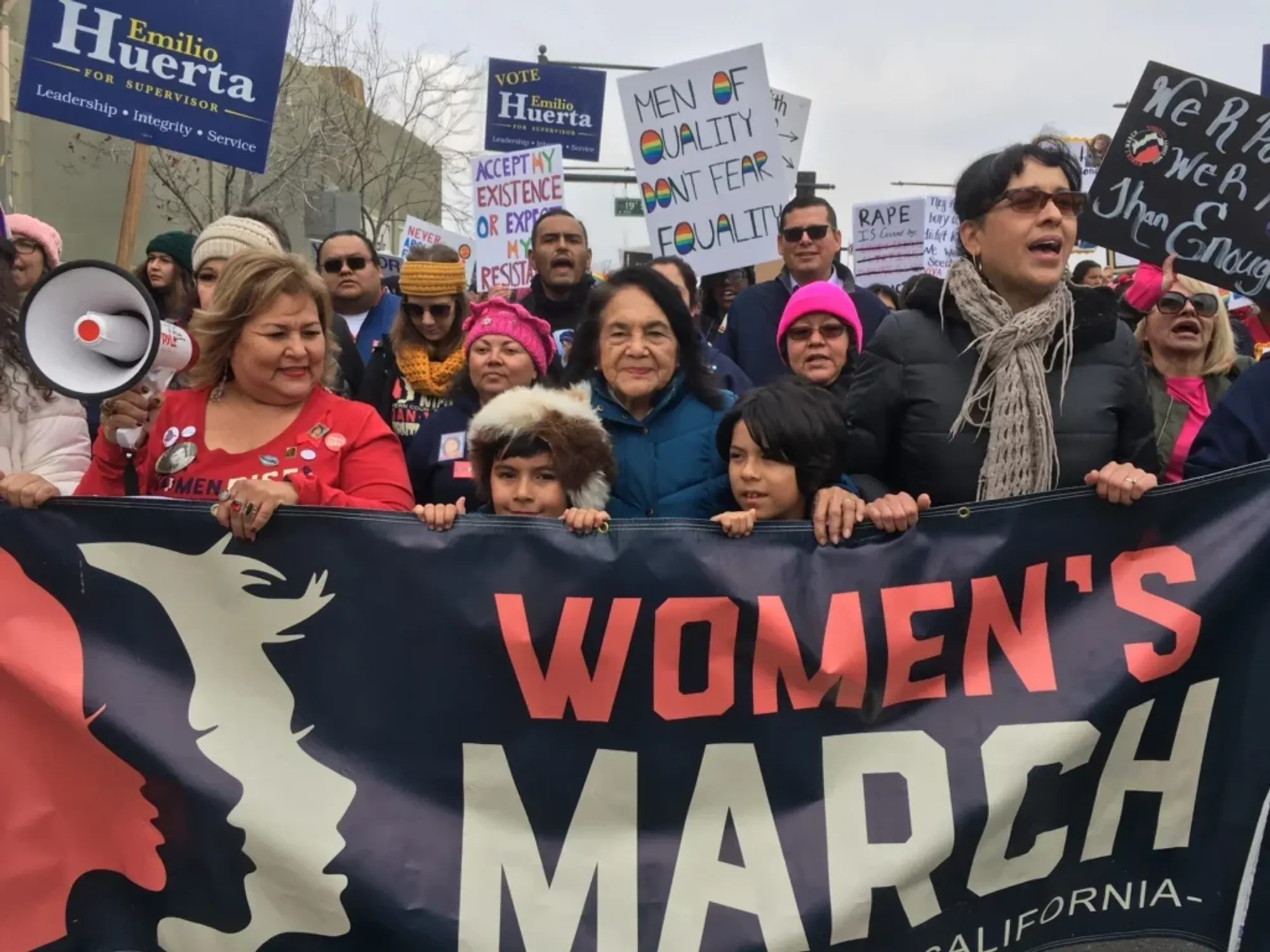 Dolores Huerta at a march for women's rights