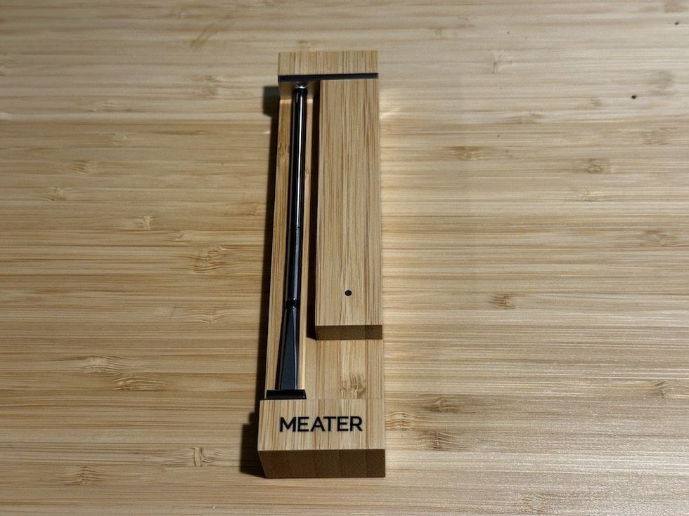 a product shot of Meater Plus 2 in its charging case