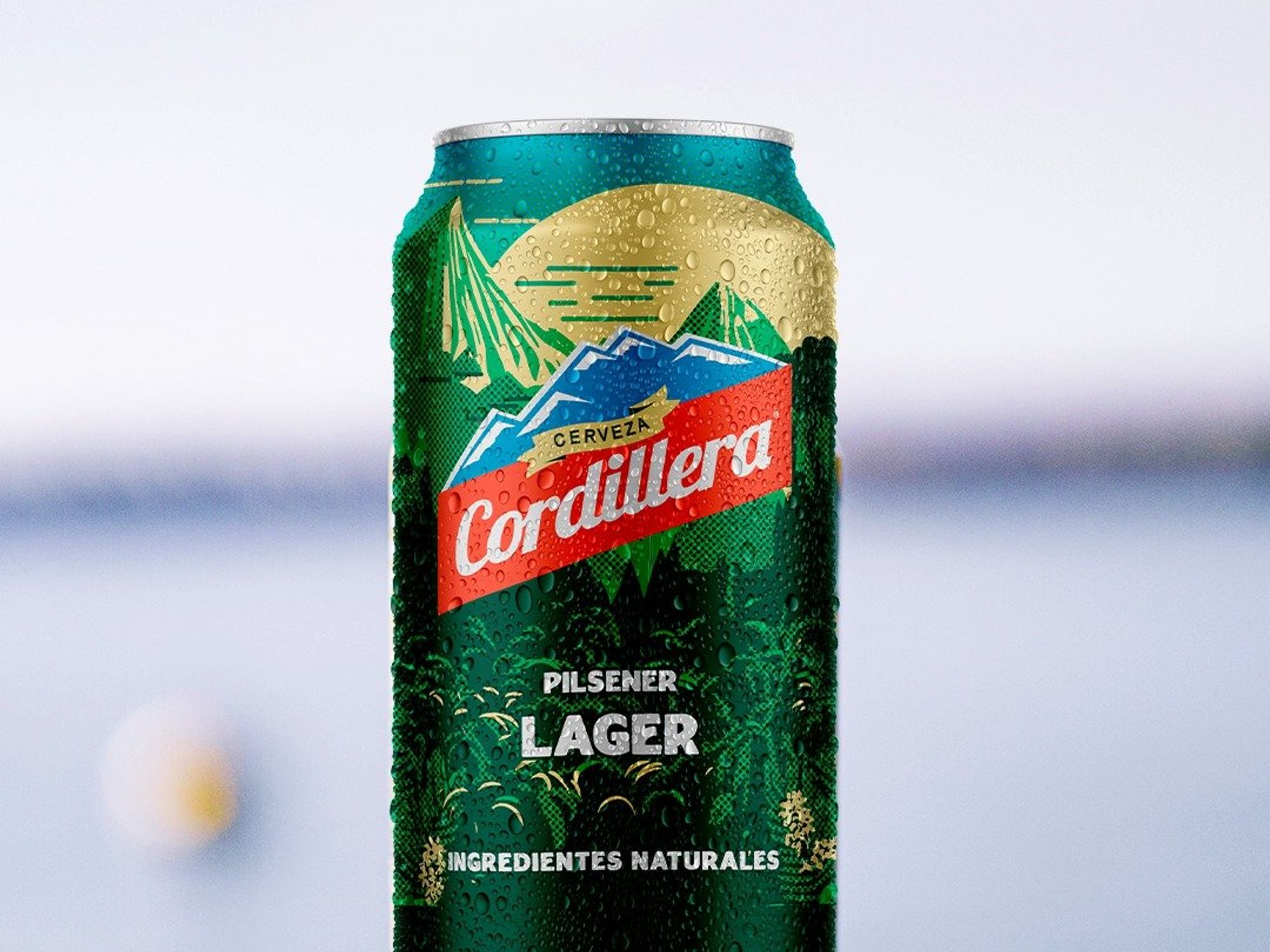 Promotional shot of Bolivian 'Cordillera' Beer.
