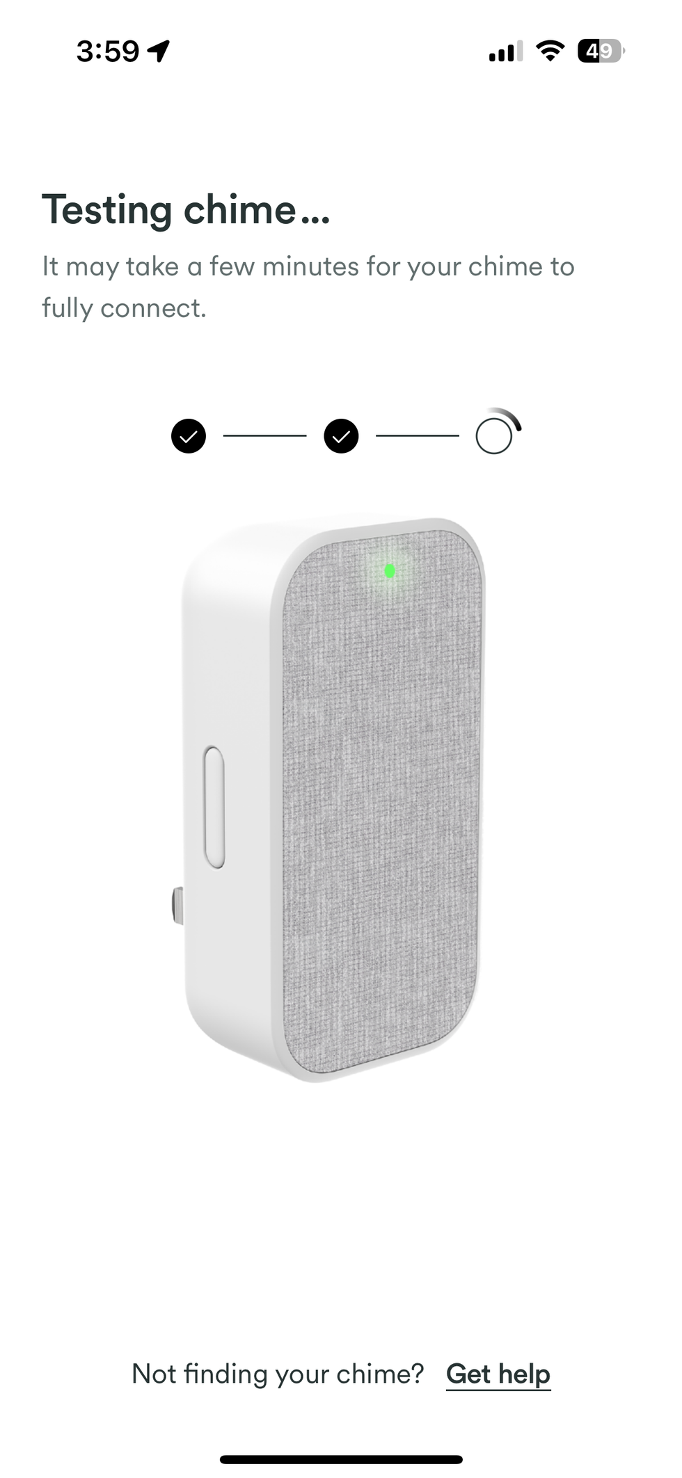Vivint app \u200bwill show progress of connectivity.