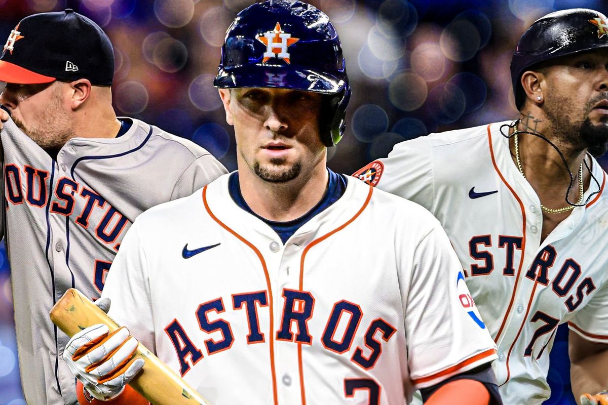 Astros Ryan Pressly, Alex Bregman, Jose Abreu