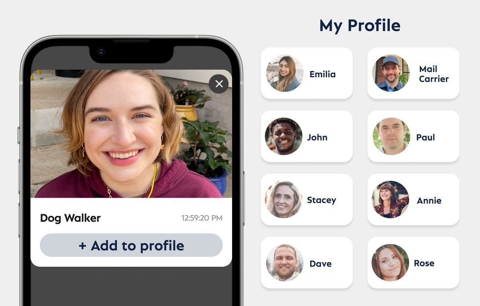 SimpliSafe app showing faces added to your SimpliSafe profile for live agent.