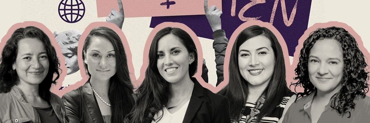 Empowering graphic showcasing five Latina activists challenging the political norms with their advocacy and action.