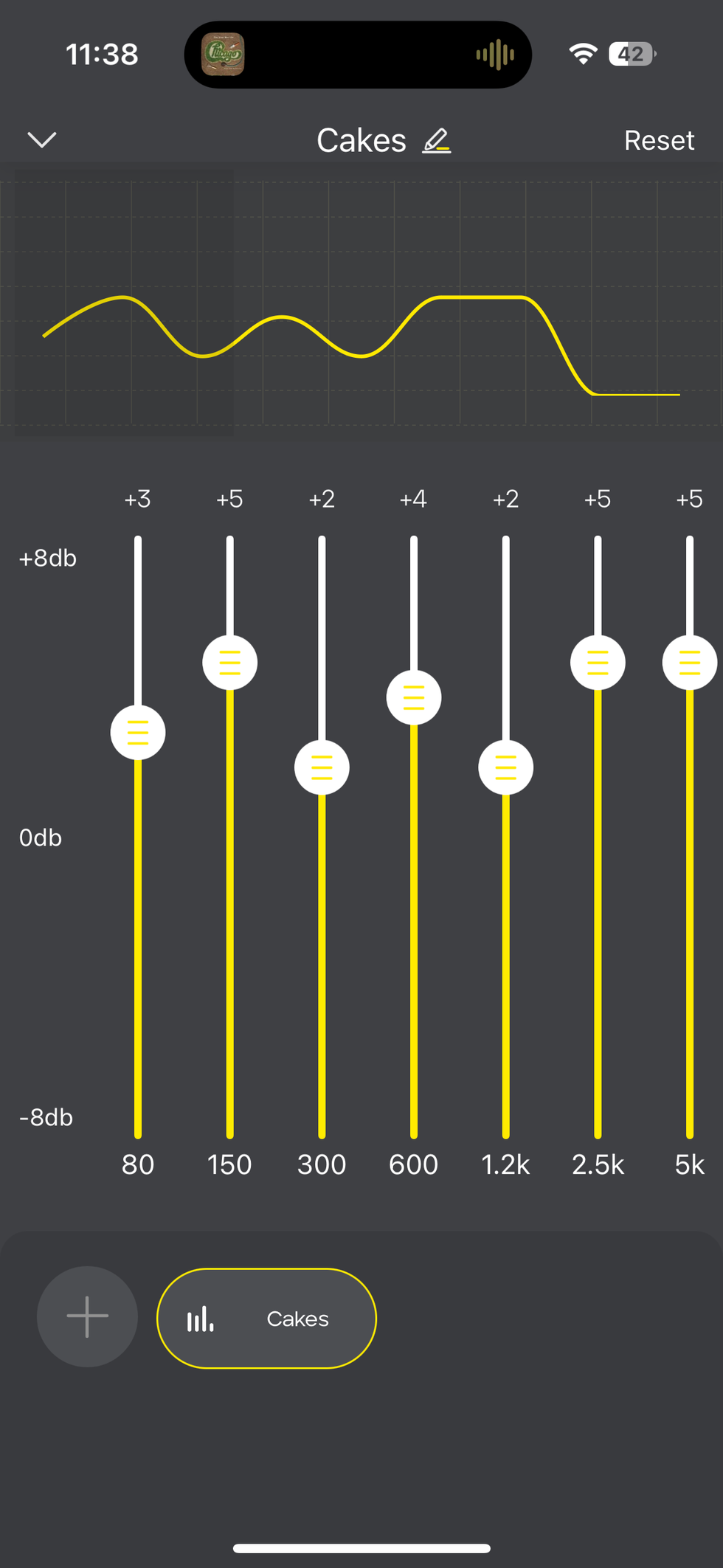 A screenshot of Tribit App's Custom EQ section