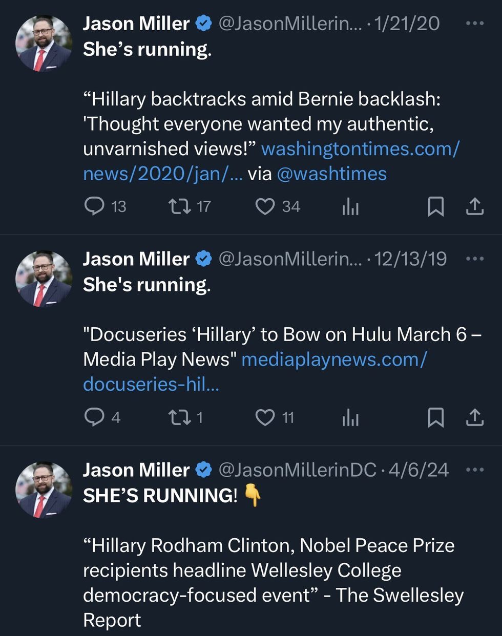 Screenshot of Jason Miller's posts
